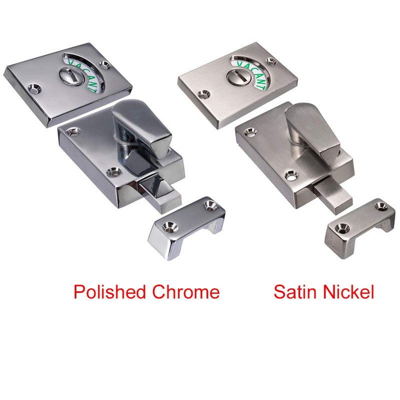 LVOERTUIG Door Lock Indicator,Toilet Bathroom Lock Vacant/Engaged Chrome Latch Indicating DeadBolt Public Restroom Toilet Privacy Partition Door Lock Latch (Satin Nickel) - Image 3
